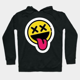 Stoned Smiley Face // Line Art Sticker Hoodie